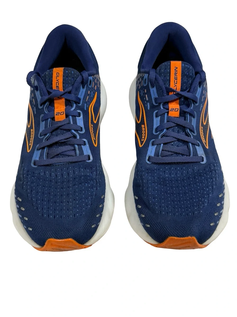 Brooks Glycerin 20 Mens 10 D Blue Orange Cushioned Running Shoes 1103821D444